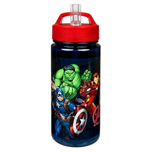 Gourde Avengers plastique sans bpa bec verseur paille 500 ml