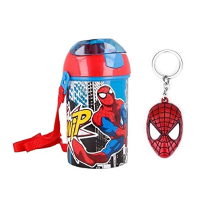 Gourde Spider-man paille porte-clés 450 ml