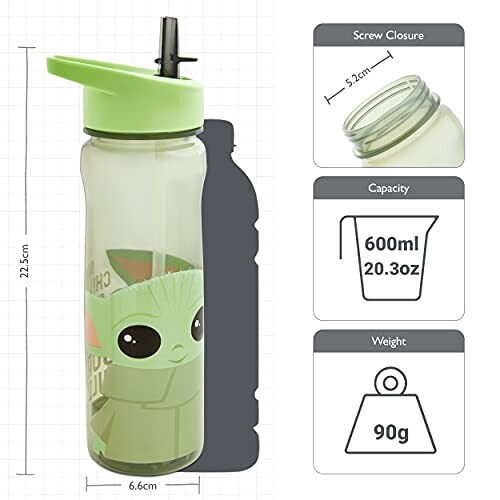 Gourde Star Wars vert/gris plastique sans bpa bec verseur paille 600 ml variant 1 