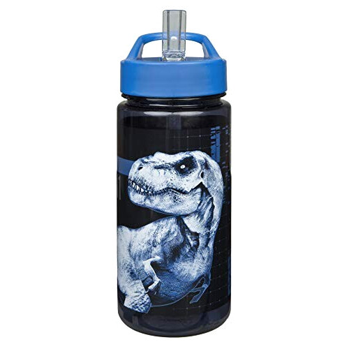 Gourde Jurassic Park bleu plastique sans bpa bec verseur paille 500 ml