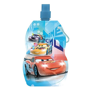 Gourde Cars bleu plastique pliable
