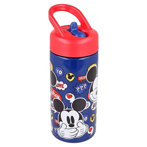 Gourde Mickey multicolore plastique paille 410 ml