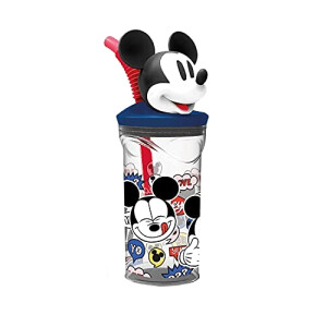 Gourde Mickey plastique sans bpa paille 3D 360 ml