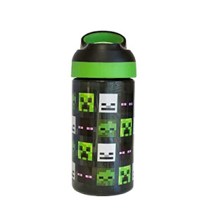 Gourde Enderman, Creeper, Squelette - Minecraft - vert/noir plastique sans bpa paille 450 ml