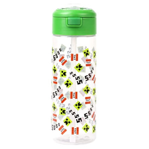 Gourde Creeper - Minecraft - multicolore plastique sans bpa paille 450 ml