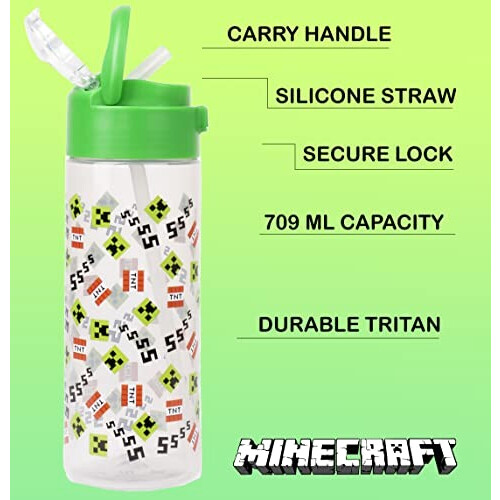 Gourde Steve - Minecraft - vert sss plastique paille 350 ml variant 1 