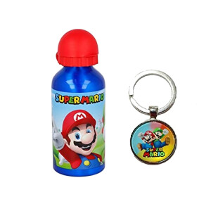 Gourde Super Mario aluminium sans bpa porte-clés 400 ml
