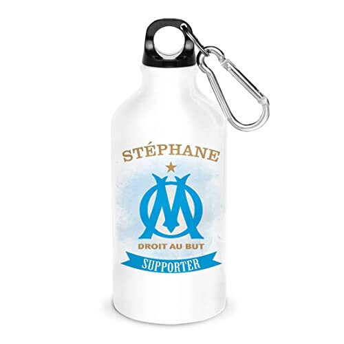 Gourde Olympique de Marseille blanc, bleu, or aluminium