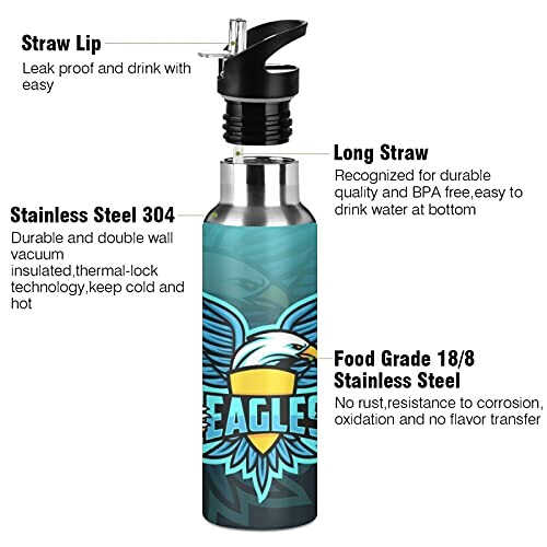 Gourde Aigle art mode sport inox sans bpa isotherme double paroi paille 600 ml variant 1 