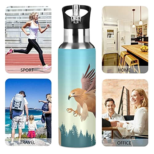 Gourde Aigle art mode sport inox sans bpa isotherme double paroi paille 600 ml variant 3 