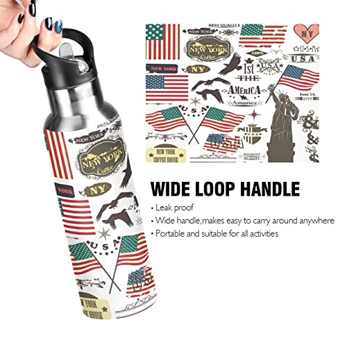 Gourde Aigle mode mignonne inox sans bpa isotherme double paroi paille 600 ml variant 2 