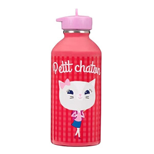 Gourde Chat petit on - rose plastique 300 ml