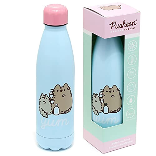 Gourde Chat bleu ciel, gris, noir, blanc, rose plastique sans bpa 500 ml variant 0 