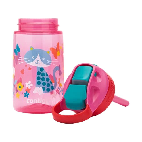 Gourde Chat rose (cherry with cat) sans bpa paille 420 ml variant 2 