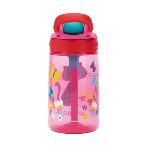 Gourde Chat rose (cherry with cat) sans bpa paille 420 ml variant 3 