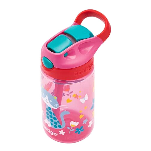 Gourde Chat rose (cherry with cat) sans bpa paille 420 ml variant 4 