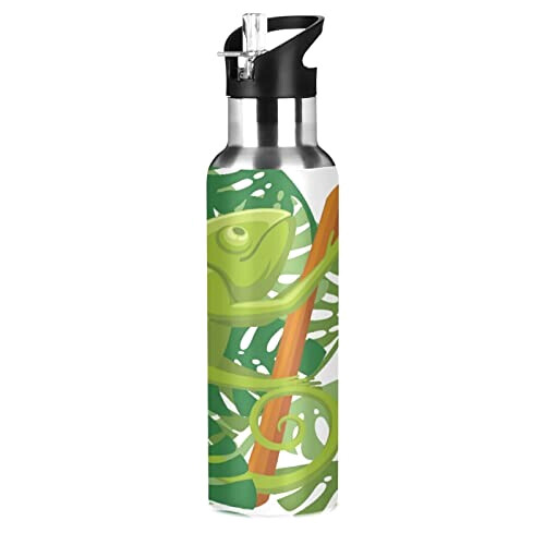 Gourde Caméléon art mode sport inox sans bpa isotherme double paroi paille 600 ml