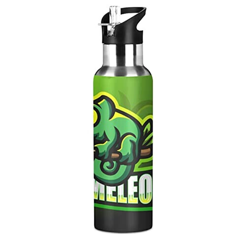 Gourde Caméléon art mode sport inox sans bpa isotherme double paroi paille 600 ml