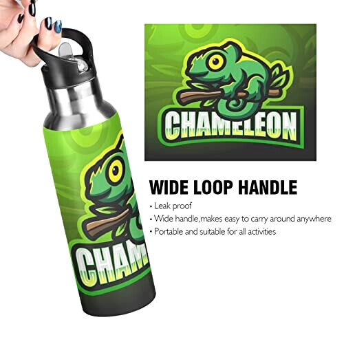 Gourde Caméléon art mode sport inox sans bpa isotherme double paroi paille 600 ml variant 2 