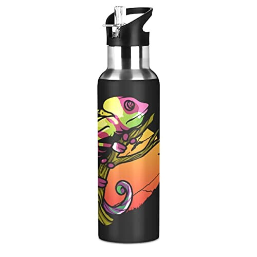 Gourde Caméléon art mode sport inox sans bpa isotherme double paroi paille 600 ml
