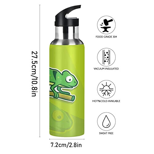 Gourde Caméléon art mode sport inox sans bpa isotherme double paroi paille 600 ml variant 0 