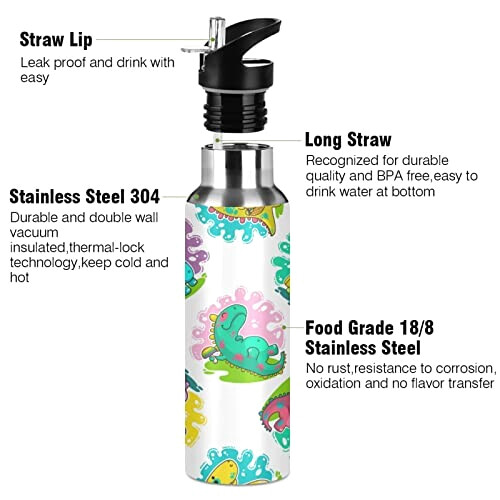 Gourde Caméléon mode mignonne inox sans bpa isotherme double paroi paille 600 ml variant 1 