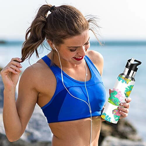 Gourde Caméléon mode mignonne inox sans bpa isotherme double paroi paille 600 ml variant 4 