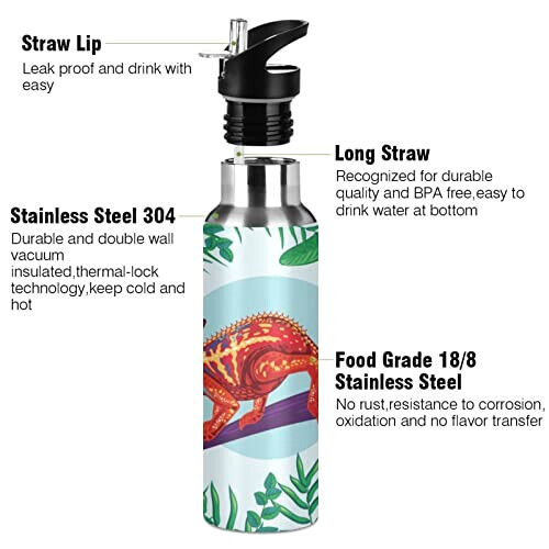 Gourde Caméléon inox isotherme double paroi paille 600 ml variant 1 