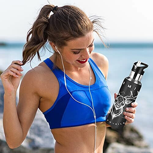 Gourde Cerf art mode sport inox sans bpa isotherme double paroi paille 600 ml variant 4 