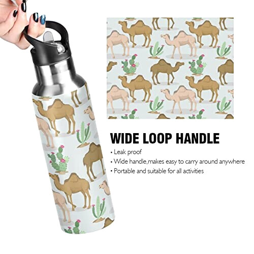 Gourde Chameau mode mignonne inox sans bpa isotherme double paroi paille 600 ml variant 2 