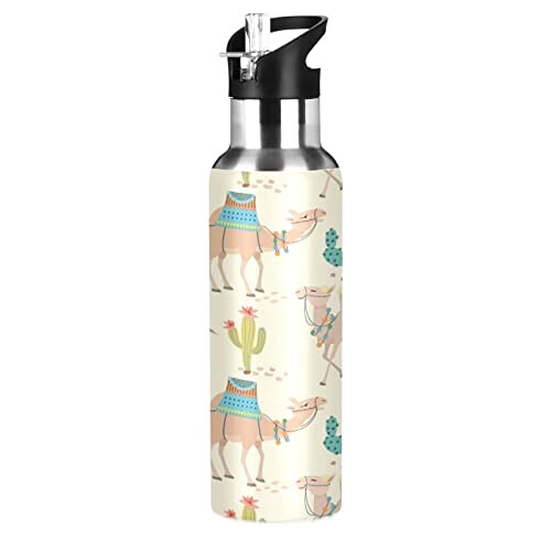 Gourde Chameau mode mignonne inox sans bpa isotherme double paroi paille 600 ml