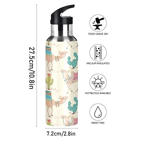 Gourde Chameau mode mignonne inox sans bpa isotherme double paroi paille 600 ml variant 0 