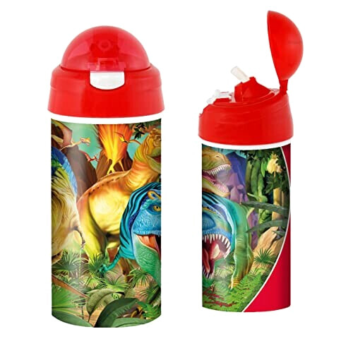 Gourde Dinosaure plastique paille 3D 600 ml