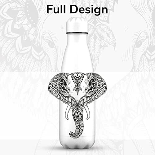 Gourde Éléphant aztèque - tout blanc plastique sans bpa isotherme 500 ml variant 4 