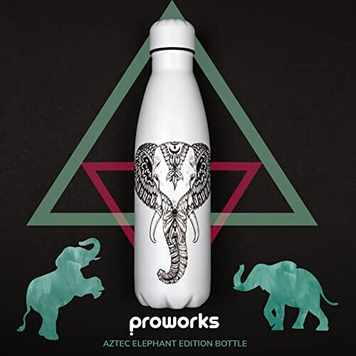 Gourde Éléphant aztèque - tout blanc plastique sans bpa isotherme 500 ml variant 5 
