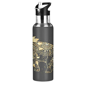 Gourde Éléphant art mode sport inox sans bpa isotherme double paroi paille 600 ml