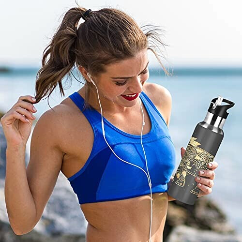 Gourde Éléphant art mode sport inox sans bpa isotherme double paroi paille 600 ml variant 4 