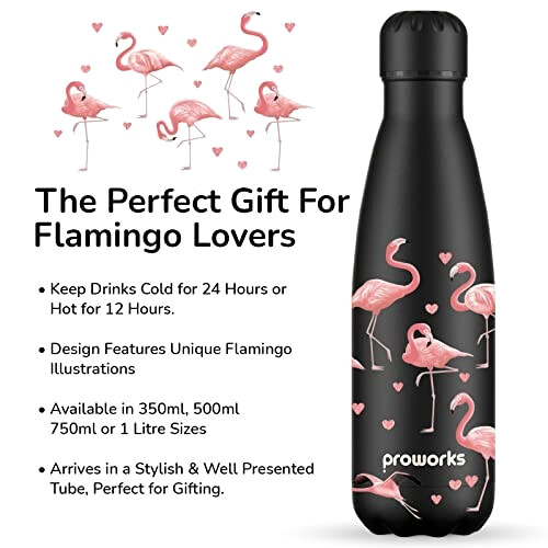 Gourde Flamant rose flamant - noir plastique sans bpa isotherme 500 ml variant 0 