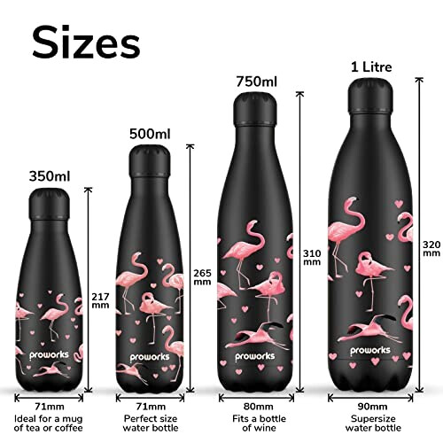 Gourde Flamant rose flamant - noir plastique sans bpa isotherme 500 ml variant 3 