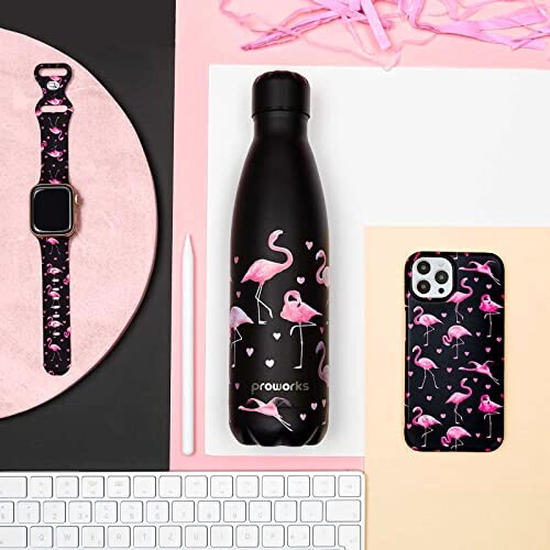 Gourde Flamant rose flamant - noir plastique sans bpa isotherme 500 ml variant 5 
