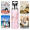 Gourde Flamant rose art mode sport inox sans bpa isotherme double paroi paille 600 ml - miniature variant 4
