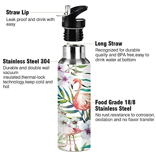 Gourde Flamant rose art mode sport inox sans bpa isotherme double paroi paille 600 ml variant 1 