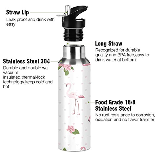 Gourde Flamant rose multicolore inox sans bpa double paroi paille 600 ml variant 1 
