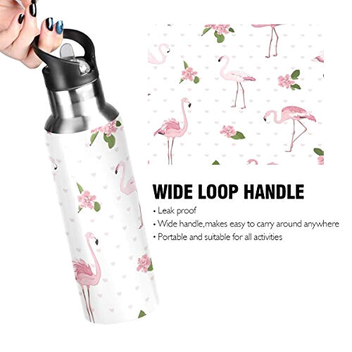 Gourde Flamant rose multicolore inox sans bpa double paroi paille 600 ml variant 2 