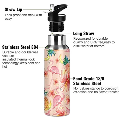 Gourde Flamant rose rose inox sans bpa isotherme pliable paille 600 ml variant 2 