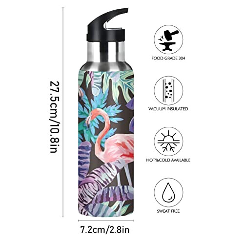 Gourde Flamant rose art mode sport inox sans bpa isotherme double paroi paille 600 ml variant 0 