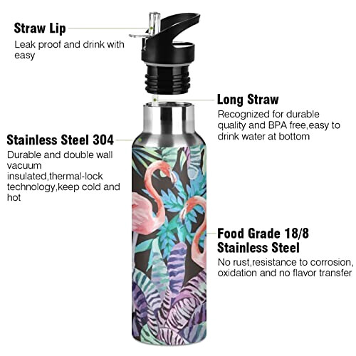 Gourde Flamant rose art mode sport inox sans bpa isotherme double paroi paille 600 ml variant 1 