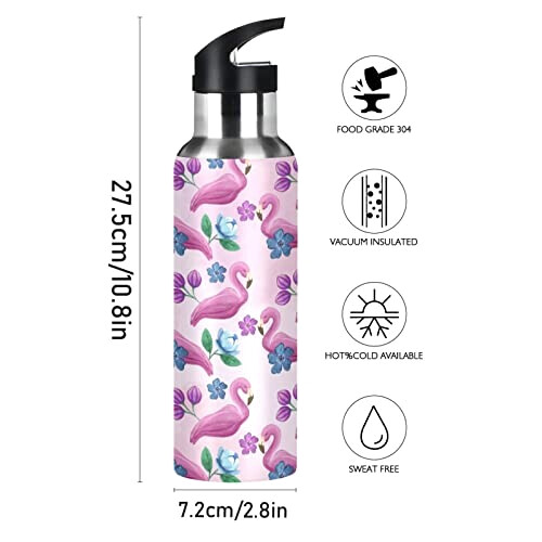 Gourde Flamant rose inox isotherme double paroi paille 600 ml variant 0 
