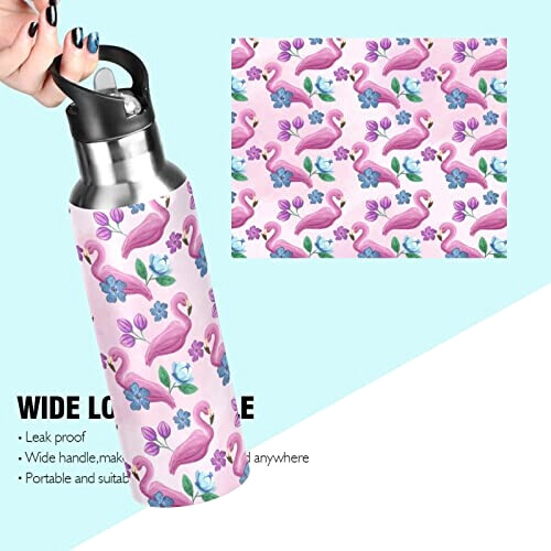 Gourde Flamant rose inox isotherme double paroi paille 600 ml variant 2 