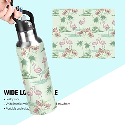 Gourde Flamant rose inox isotherme double paroi paille 600 ml variant 2 